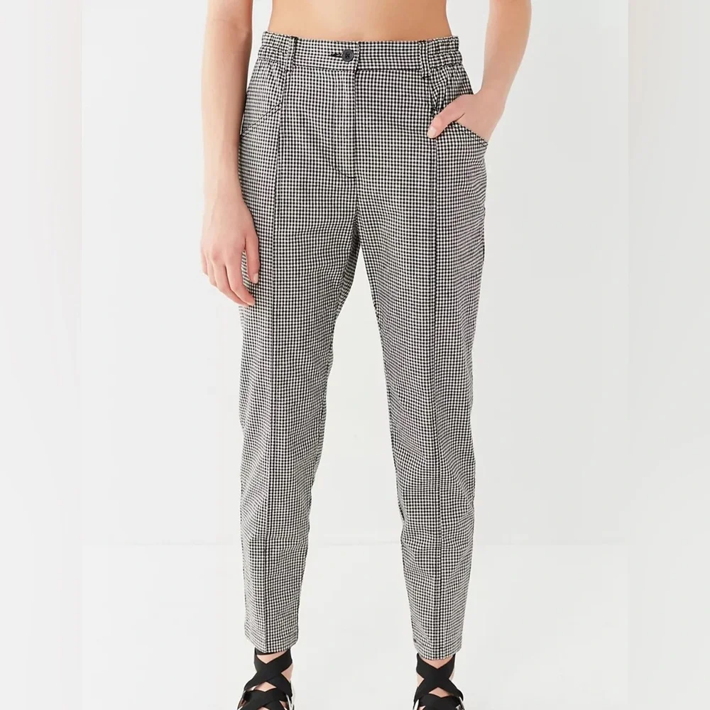 Urban Outfitters Black & White Houndstooth Straight-Leg Pants